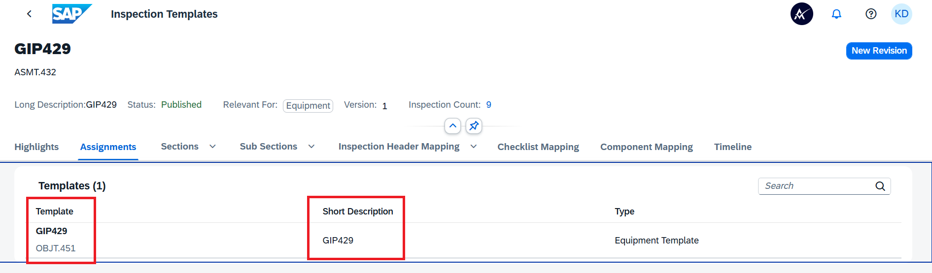 Equipment/Floc to Inspection Template - AsInt Documentation
